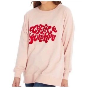 Wildfox Women’s Sz XL Pink Coffee & Sunshine Relaxed Oversized Fit Sweatshirt